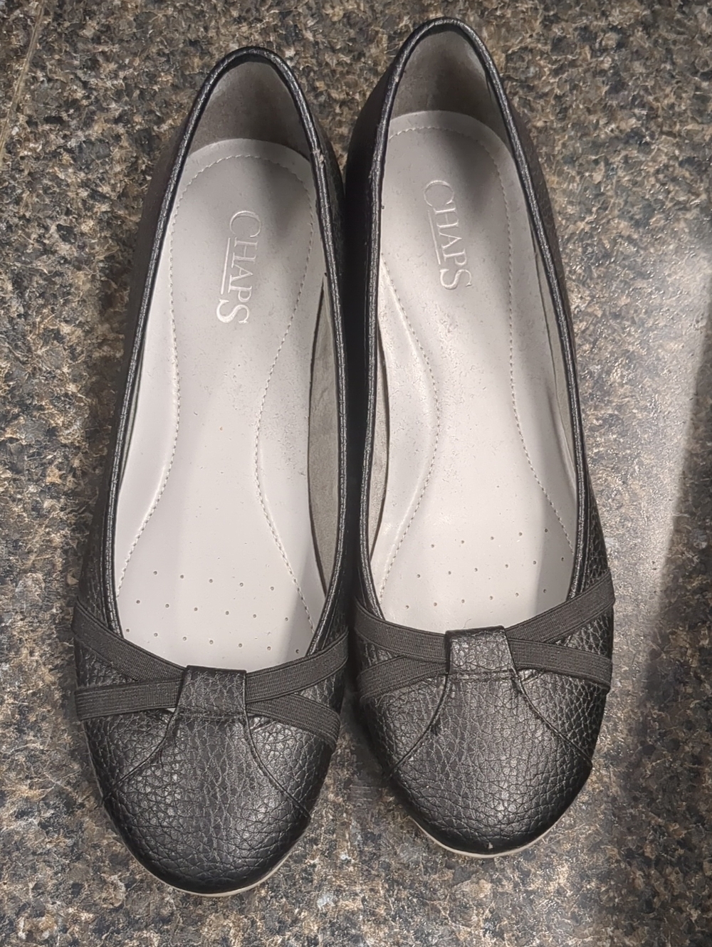 Chaps Black Textured Ballet Flats